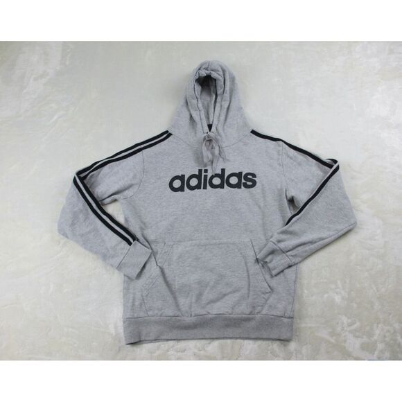 adidas Other - Adidas Sweater Mens Small Gray Blue Pullover Spell Out Stripes Hoodie Casual